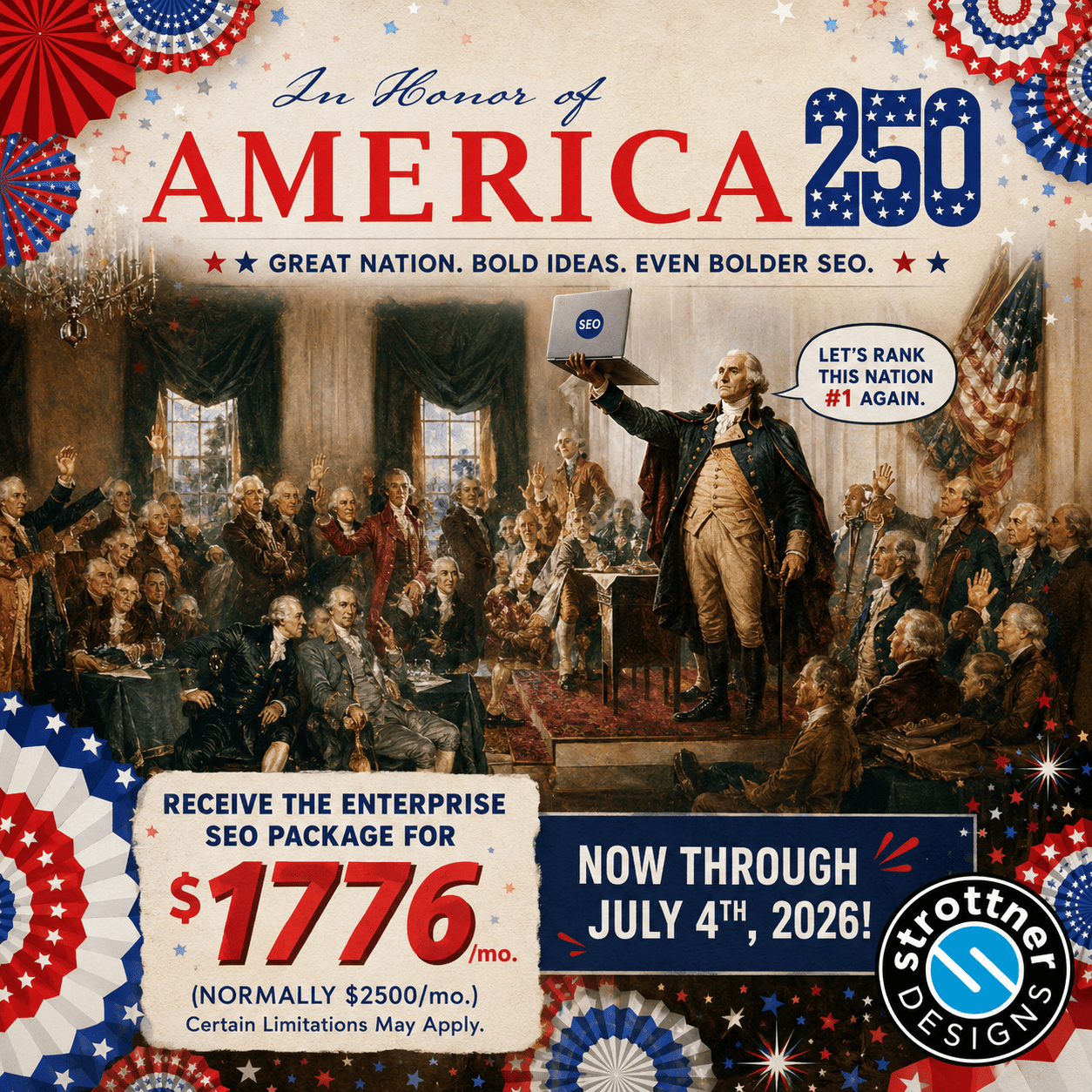 Enterprise SEO Promotion for America 250: Get Our $2,500 Package for $1,776/Month